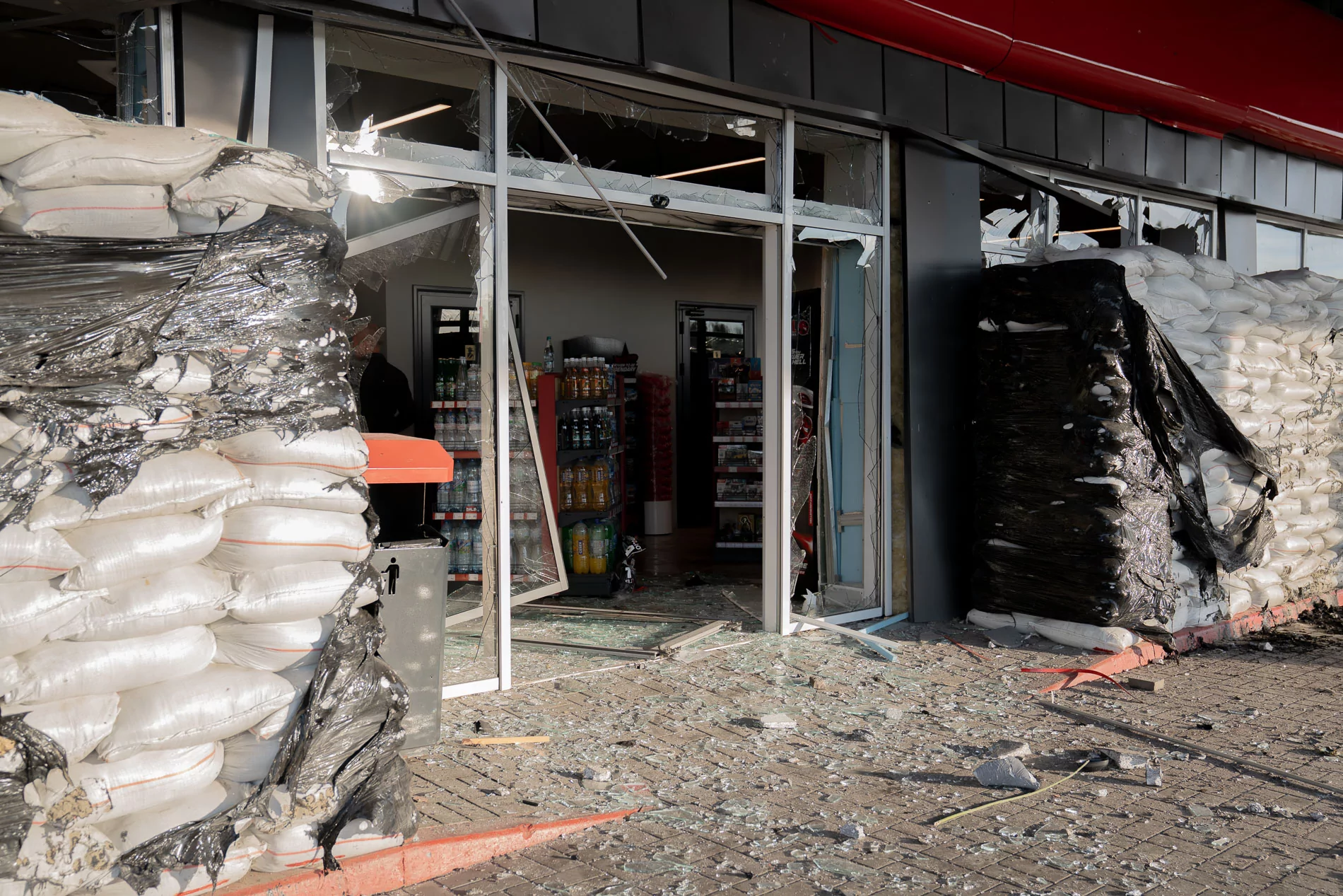 Damaged gas station in Kharkiv