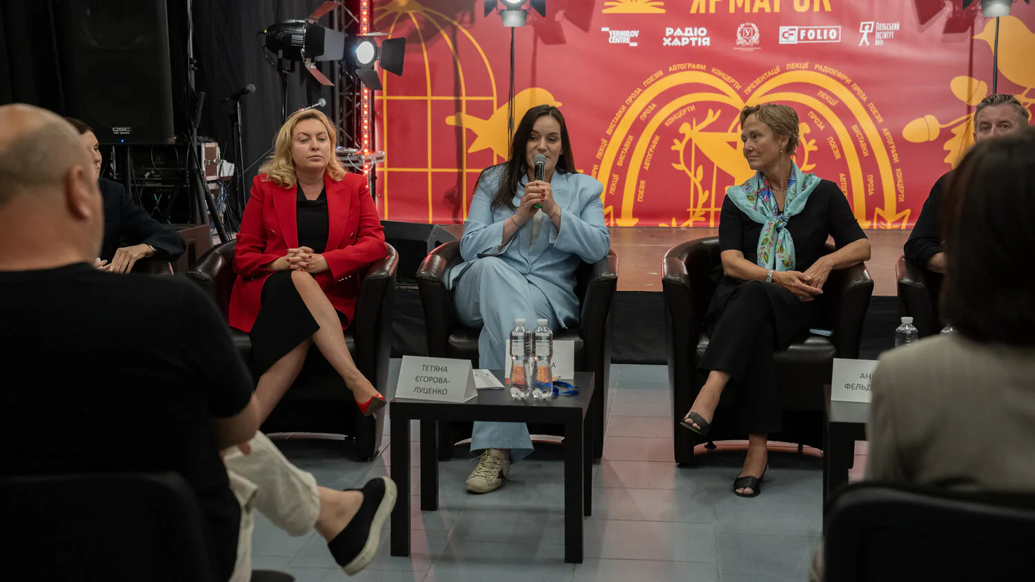 Ukraine’s Culture Minister Tetiana Berezhna speaks during a panel discussion. / Photo: Gwara Media, Katia Deviatko