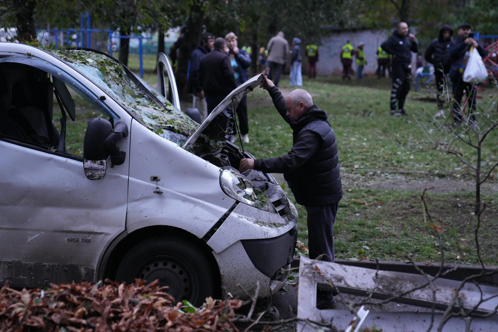 Damaged car in Kharkiv