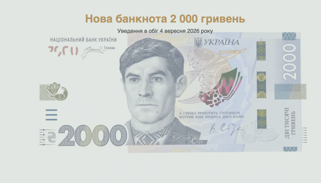 зображення до посту: Фейк. На новій банкноті 2000 гривень зображено прапори РФ і так званої «ДНР»