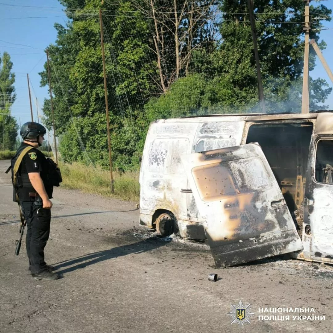 Damaged car after Russian attack