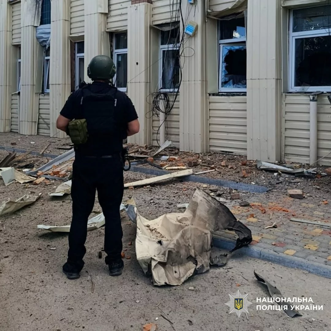 Damaged building in Kharkiv oblast