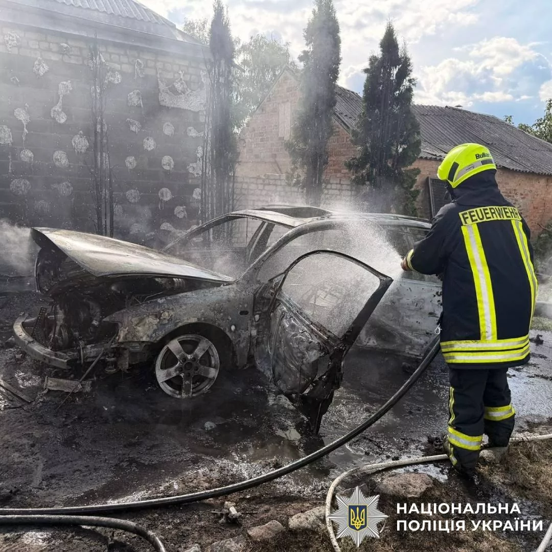 Damaged car in Kharkiv oblast