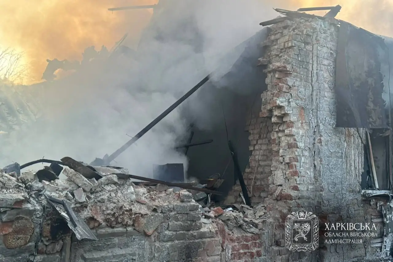 Damaged house in Kharkiv oblast