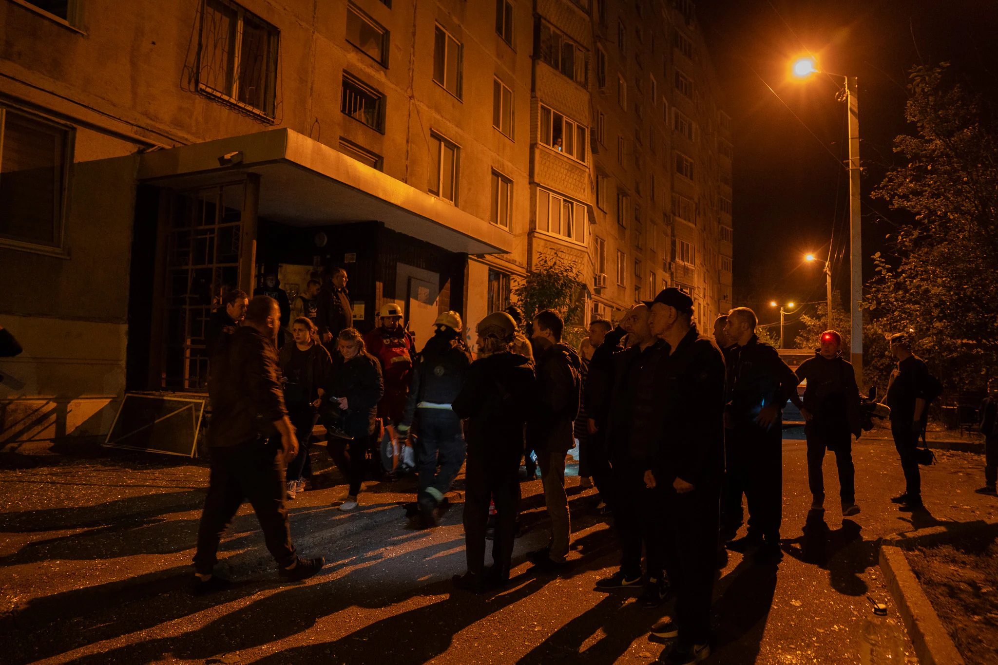 People are leaving the shelter after the air threat has passed