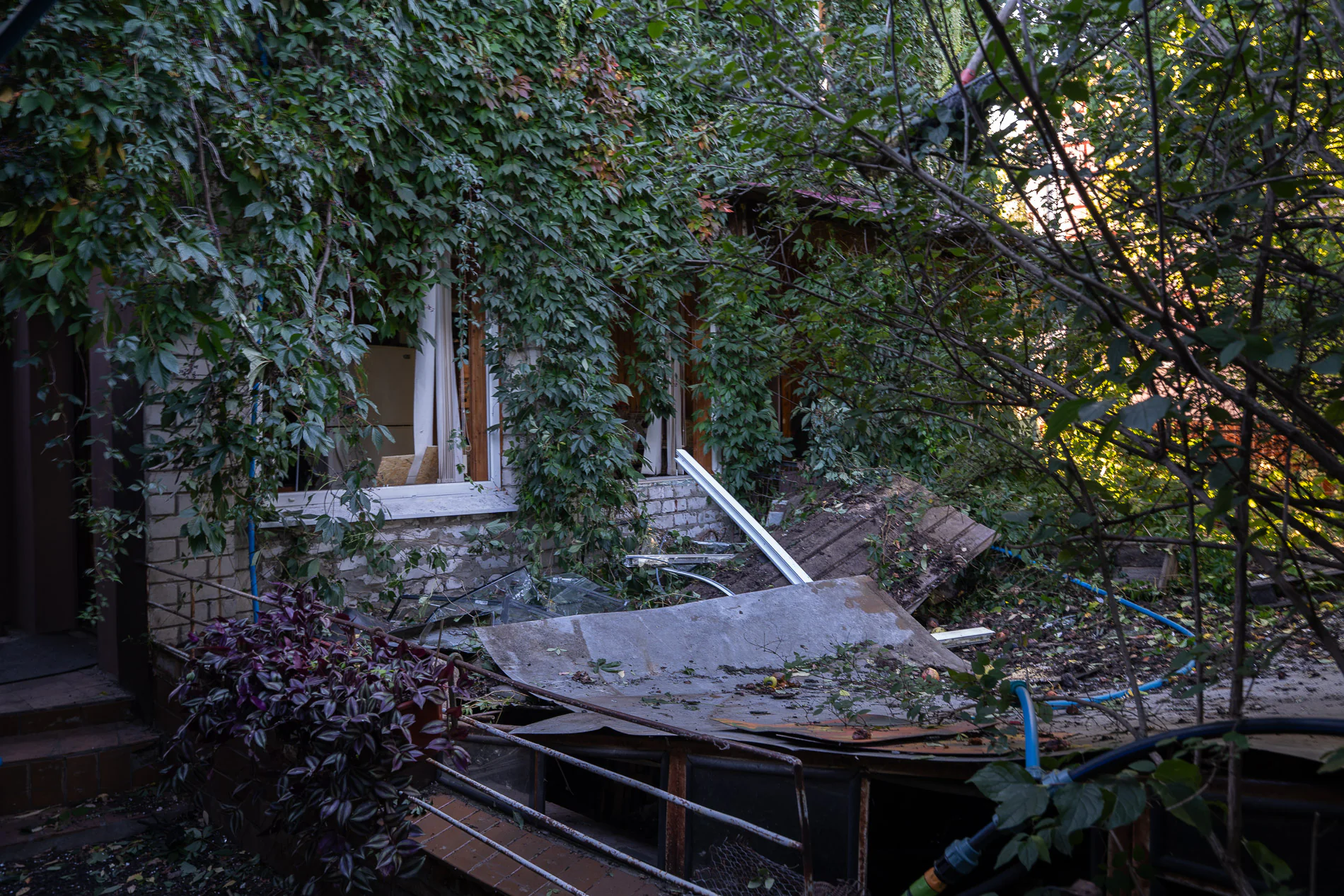 Damaged house in Kharkiv