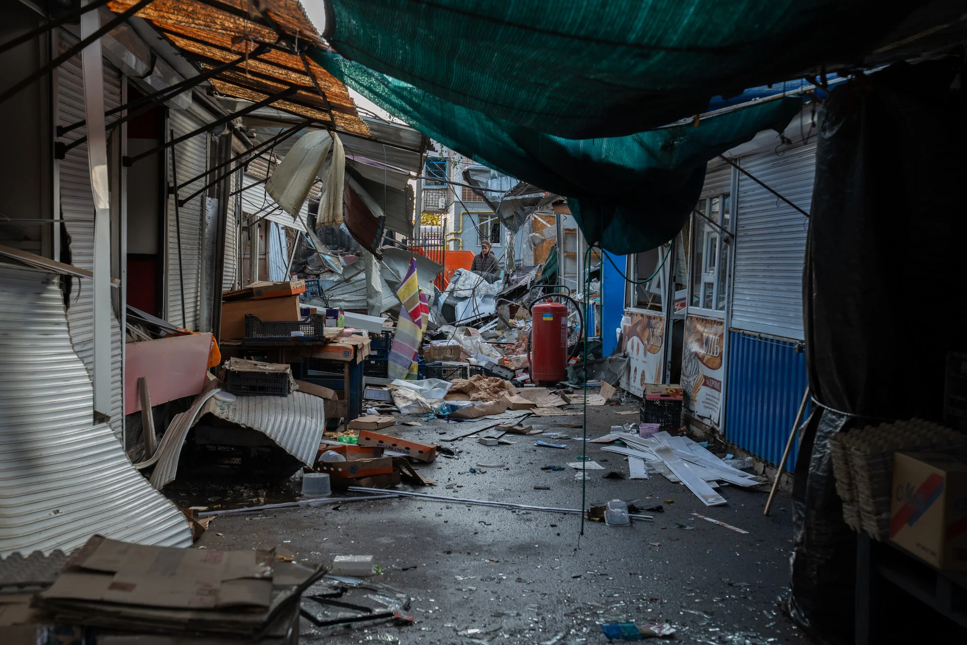 Russian attack on market in Lozova