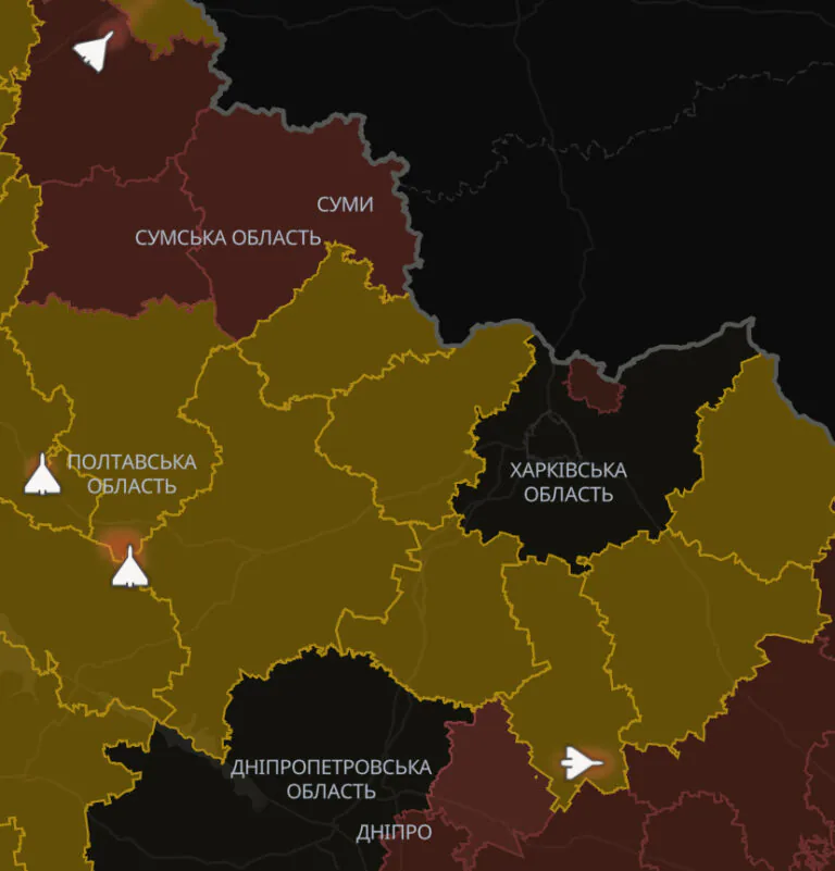 У застосунку «Повітряна тривога» з’явилася карта руху російських дронів і ракет