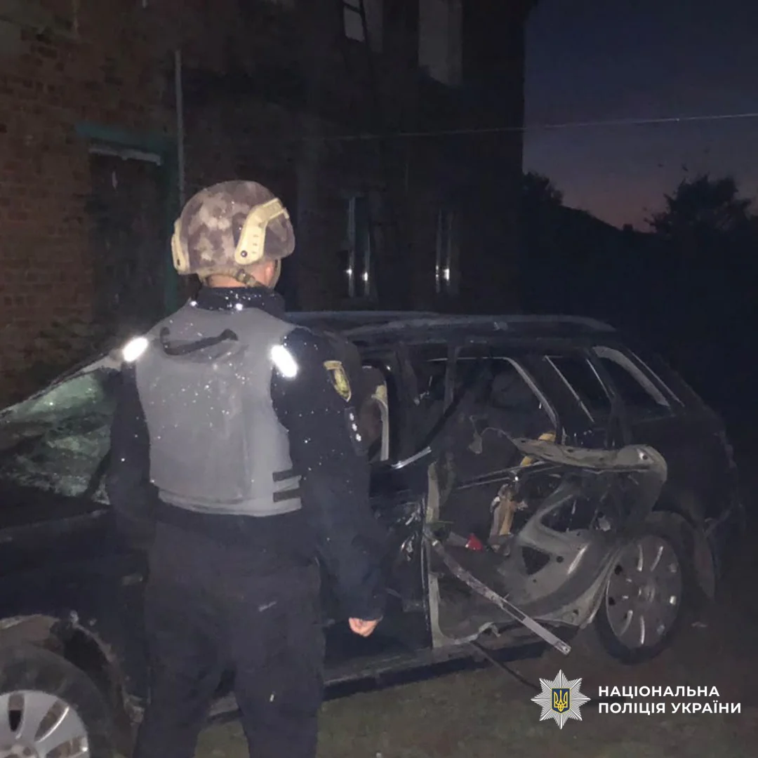 Damaged car in Kharkiv oblast