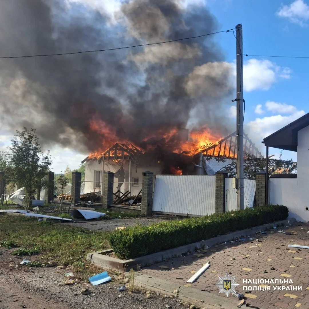 house in fire after Russian attack