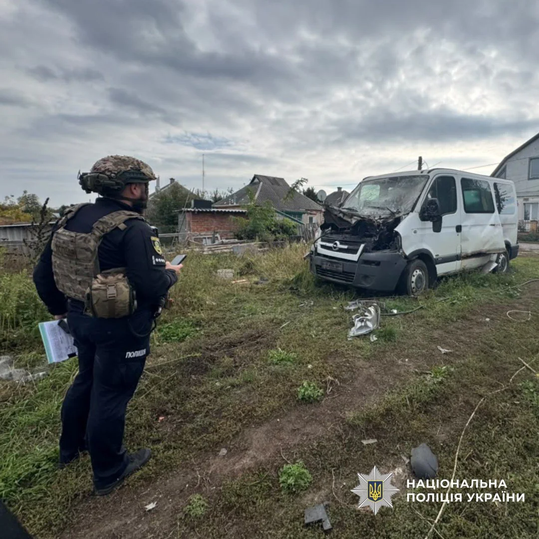Damaged car after Russian attack