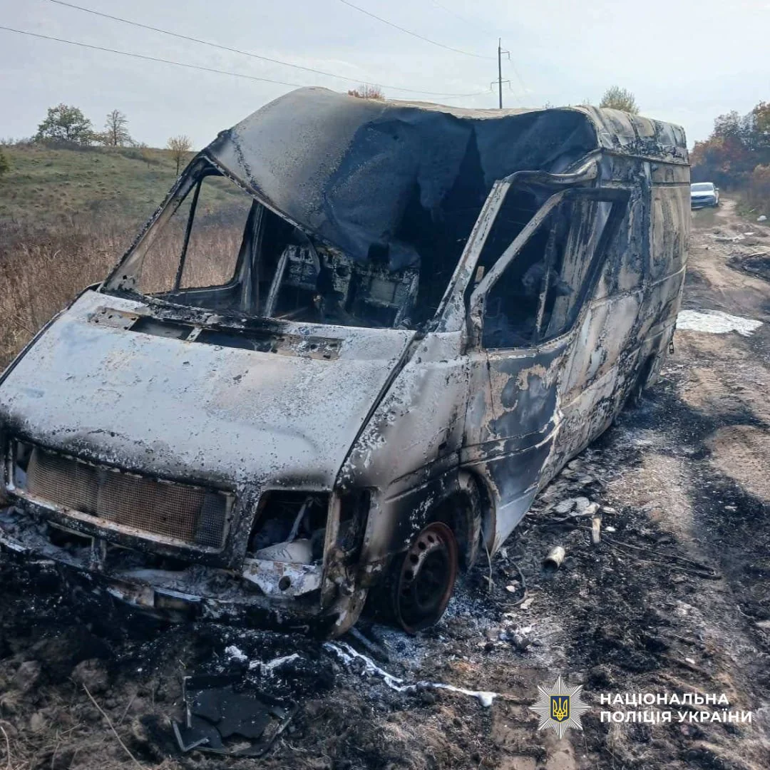 Damaged car in the Kharkiv oblast