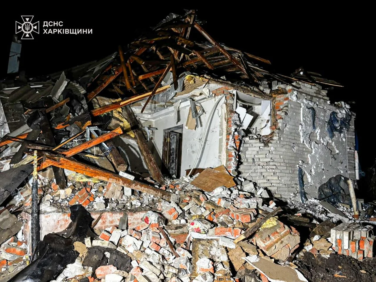 Damaged house in Korotych