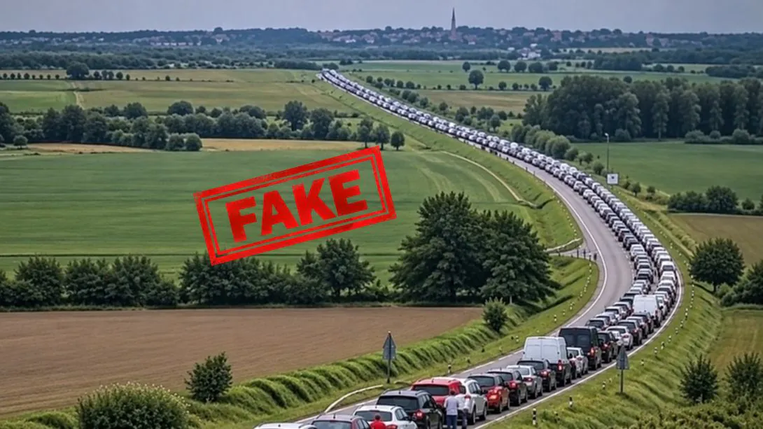 Кадри з відео, яке поширювали як нібито величезні черги на українсько-польському кордоні.